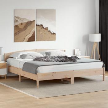 Cama solar sin colchón 200x200 cm madera maciza de pino, estructura de cama con cabecero madera maciza de pino 200x200cm Vidaxl Marrón