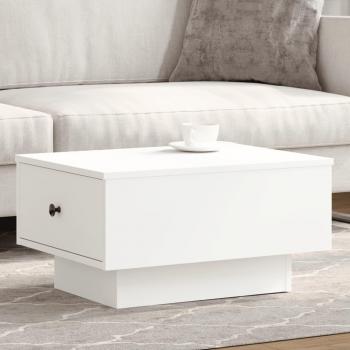 Mesa de centro de madera de ingeniería 60x45x31 cm en blanco, negro y roble sonoma - Mesita de salón o comedor auxiliar