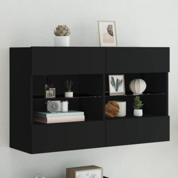 Mueble TV de pared con luces LED negro 98,5x30x60,5 cm Vidaxl