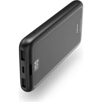 Hama Power Pack Performance 10, batería externa 10000mAh, carga rápida, 3 salidas (1x USB-C y 2x USB-A), color antracita