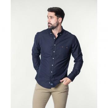 Camisa Spagnolo Oxford con bolsillo liso azul marino para hombre