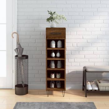Zapatero de Madera Multicapa Roble Marrón 30x35x105 cm