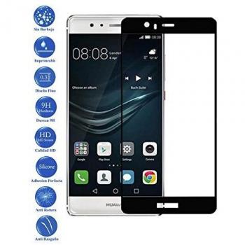 Todotumovil Protector de Pantalla Huawei P9 Negro Completo 3D Cristal Templado Vidrio Curvo para movil