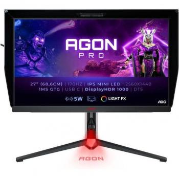 AOC AG274QXM 27 Mini LED IPS Monitor, Quad HD 2560 x 1440, 170Hz, G-Sync Compatible, USB-C, Negro/Rojo