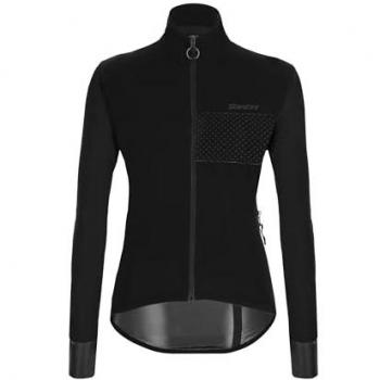 Chaqueta fina impermeable Santini Guard Nimbus negra plateada punteada para mujer - Corte Sleek - Talla L, modelo GUARD NIMBUS, giubbotto da donna tascabile antipioggia