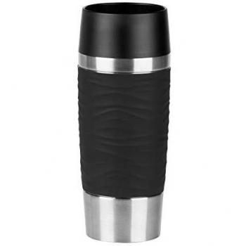 Emsa - Taza térmica de viaje N2010900 con diseño ondulado y carcasa de acero inoxidable