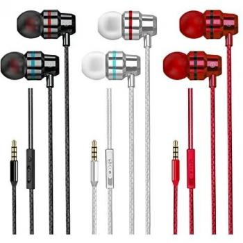 3 Pack Auriculares In Ear, Auriculares con Cable y Micrófono, Control de Volumen, Aislamiento de Ruido, para Samsung Galaxy, Android, Tabletas, MP3 y Todos los Dispositivos de Auriculares de 3.5mm