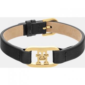 Pulsera Tommy Hilfiger Monogram Leather Negro