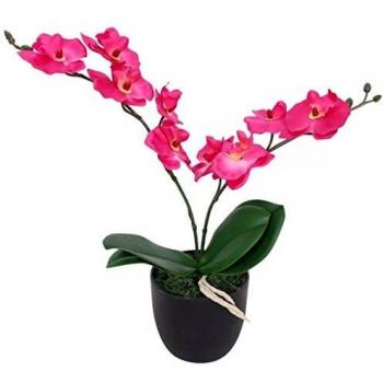 vidaXL Planta Artificial Orquídea con Macetero Altura Total 30 cm Color Roja