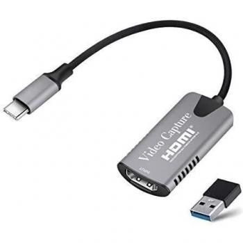 Zhongkaifa Tarjeta de Captura de Video HDMI a Tipo C, Unidad Gratuita 4K 1080P Tipo C HDMI a USB-C, convertidor portátil para grabación de Juegos, transmisiones en Vivo, Consola telefónica