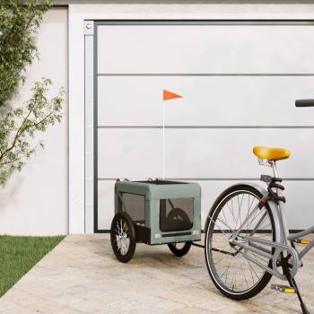 vidaXL Pet Bike Trailer Grey and Black Oxford Fabric & Iron