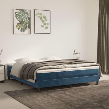 Cama de Terciopelo Azul Oscuro 160x200 cm