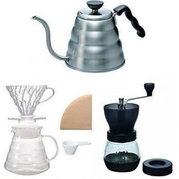 Hario V60 - Juego de hervidor de café, cafetera y molinillo de café