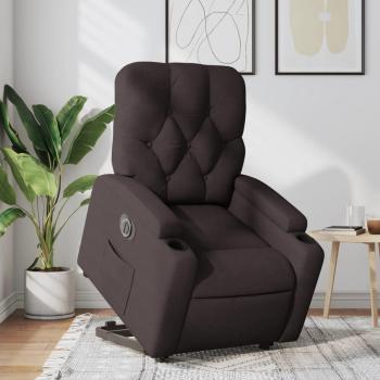 Silla reclinable eléctrica de tela marrón oscuro Vidaxl