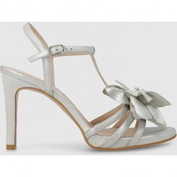 Lodi - Sandalias de tacón de mujer en piel metalizada color plata