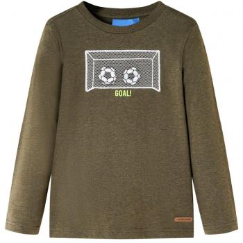 Camiseta para Niños Manga Larga Diseño Portería Fútbol Caqui Melange 116