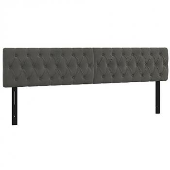 Cabeceros 2 unidades de terciopelo gris oscuro 90x7x78/88 cm