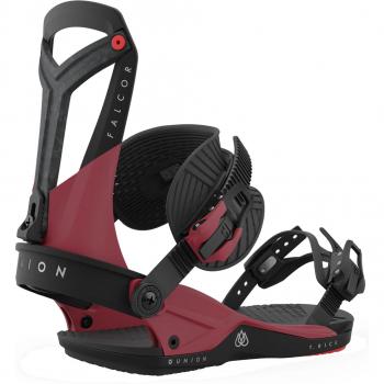 UNION FALCOR RED M - Fijaciones de Snowboard, modelo Falcor, color rojo, diseño ligero y resistente, con tecnología de amortiguación por EVA, correas ajustables para mayor comodidad y soporte, base duradera y