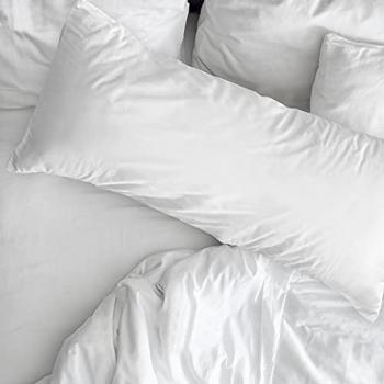 Funda de almohada Belum 100% algodón liso blanca 90 cm, suave y de calidad, tamaño 45 x 110 cm
