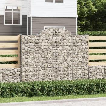 Cestas de gaviones 3 uds forma de arco hierro dimensiones 200 x 30 x 40/60 cm, 200 x 30 x 60/80 cm, 200 x 30 x 100/120 cm y c