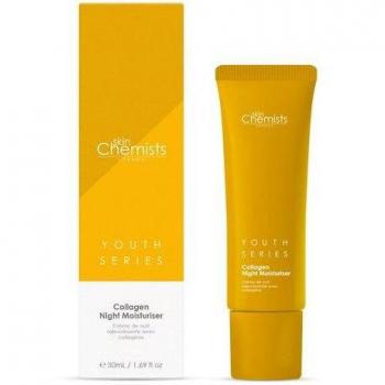 Skin Chemists Collagen Night Moisturiser 50 ml - Contains 1% collagen, hydrating formula, anti-aging properties, suitable for all skin types, promotes skin elasticity and firmness, helps reduce the appearance of fine lines and wrinkles