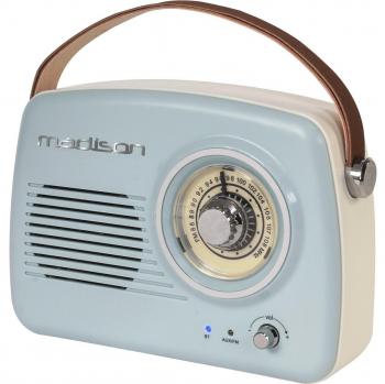 FREESOUND-VR30 - MADISON - Radio Vintage de batería Larga con Bluetooth y FM - 30W - Azul Claro