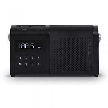SCHNEIDER Radio Turner MOVIMO Negro 8 Estaciones de Radio en la Memoria · Puerto de Carga USB · Salida de Auriculares de 3,5 mm