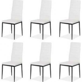 Pack de 6 sillas Emiset polipiel Blanco/Negro