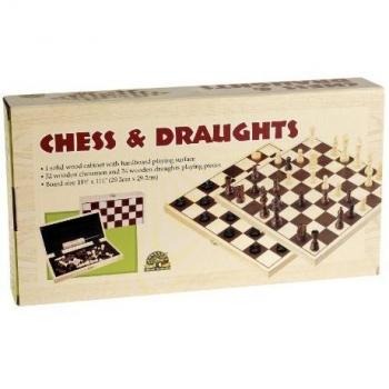 Conjunto de Juego de Ajedrez y Damas en Madera Compacto