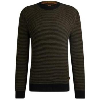 BOSS Orange Amercury Black Cotton Crew Neck Sweater for Men - Size S