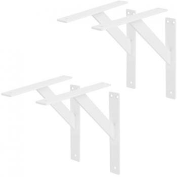 Set de 4 Soportes de Estante Blanco de Aluminio 240x240mm Estilo Industrial para Balda y Proyectos DIY