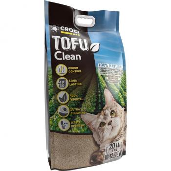 Croci Tofu Clean Arena Vegetal Biodegradable para Gatos a Base de Soja - Pack Económico 2 x 20 L (Aprox. 18 kg)