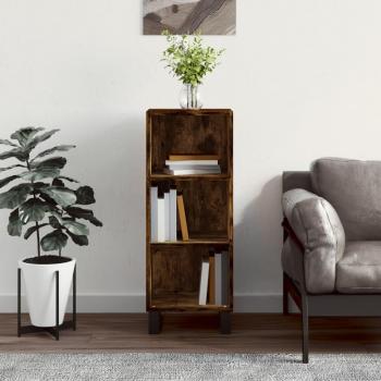 Aparador de madera de ingeniería 34,5x32,5x90 cm con acabado en roble ahumado, mueble de almacenaje moderno para salón con puertas y cajón de madera