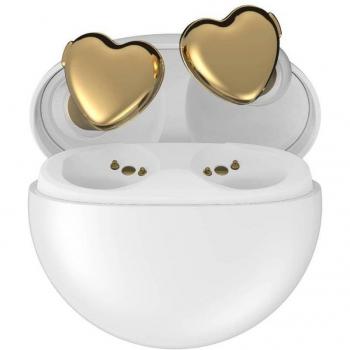 Auriculares Inalámbricos AVIOT TE-I3, Diseño en Forma de Corazón, Para Oídos Pequeños, Para Mujeres, Estuche Duro Transparente Incluido, Bluetooth 5.3, Hasta 23 Horas