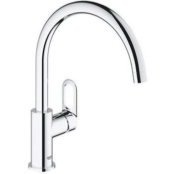 Grohe BauLoop - Grifo mezclador de cocina, monomando para instalación en un solo agujero. Caño alto giratorio en un ángulo de 360°