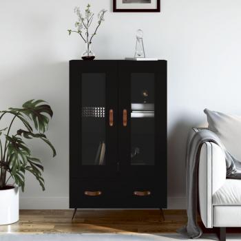 Aparador alto de madera de ingeniería negro 69,5x31x115 cm Mueble de Almacenaje de Salón Buffet Armario Auxiliar Armario de Almacenamiento