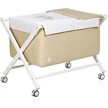 Alondra 670-20223 - Minicuna para bebé de madera completa, con vestidura, color beige medio