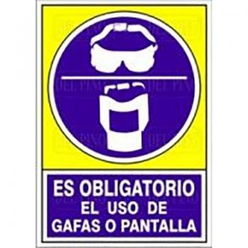 Señal 611 plástico 490x345 Obligatorio el uso de gafa o pantalla