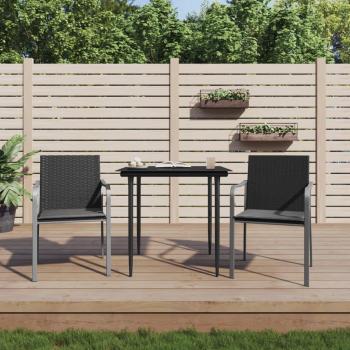 vidaXL Set de 2 Sillas jardín y cojines ratán sintético 56x59x84 cm Negro