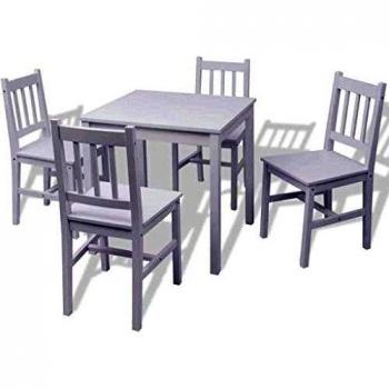 vidaXL Madera de Pino Set de Comedor Elegante 5 Piezas Mobiliario Salón Dormitorio Sala de Estar Cocina Restaurante Conjunto Blanco