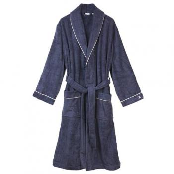 Scalpers Albornoz Liso con Ribete y Detalle Bordado Azul Marino Talla L-XL Unisex Adulto - Para un hogar elegante y cómodo