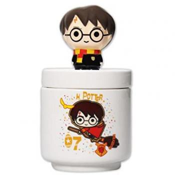 Bote con tapa Harry Potter Kawaii 14cm - Tarro de almacenamiento decorativo, diseño Kawaii inspirado en Harry Potter, dimensiones de 14 cm, ideal para guardar baratijas y objetos pequeños