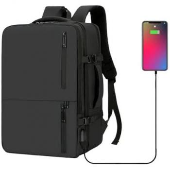Mochila de Viaje Impermeable Aceptada por Aerolíneas - Maleta de Cabina y Bolsa de Transporte para Senderismo y Deportes al Aire Libre (Negro)