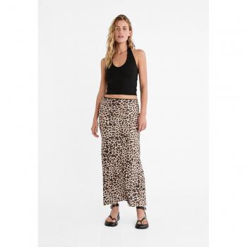 Beige Satin Maxi Skirt with Bow Detail - Size L