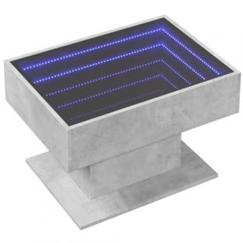 Mesa de centro y LED madera ingeniería gris hormigón 70x50x45cm