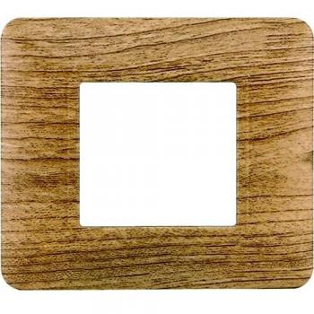 Placa de plástico 2 módulos color madera oscura compatible con serie BTicino Matix
