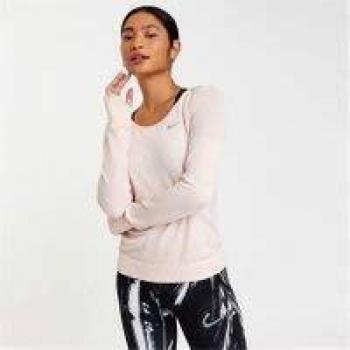 NIKE W Nk Infinite Top LS Camiseta De Manga Larga, Mujer, Echo Pink/Reflective silv, M