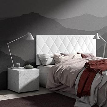 Cabecero de Cama Acolchado en Polipiel Blanco - Modelo Calor - 150 x 60 cm - Incluye Herrajes para Colgar