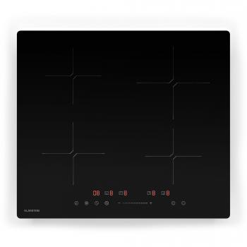 Placa de Inducción Klarstein PowerGlide 4 Zonas 7800W con Control Táctil, Minutería y Bloqueo Infantil, Diseño Elegante 60 cm Negra