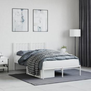 Cabecero de metal blanco 120x200 cm con estructura de cama de metal, diseño moderno y resistente, ideal para colchones de 120x200 cm